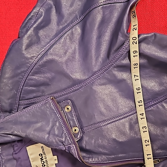 Purple leather bomber biker moto jacket pockets lined Wilson's Leather - Picture 15 of 16